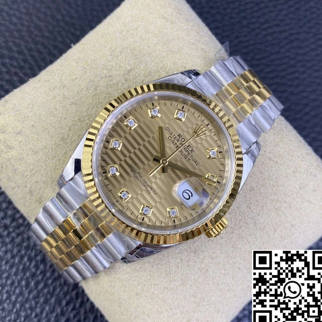 VS Rolex Factory Datejust Diamond Dial Motif Two Hourmarker Tone M126233 36MM Silver 0331